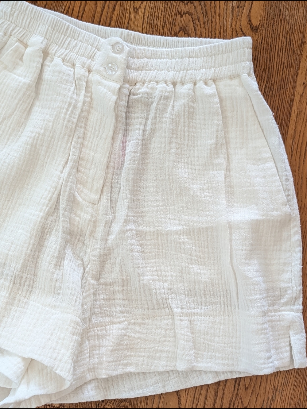 The Shirt Rochelle Behrens Barry Short White Cotton Gauze Shorts - Picture 3 of 12